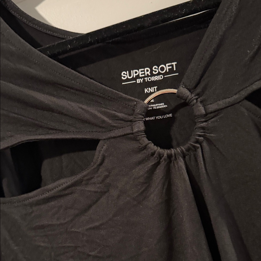Torrid Black Long Sleeve Top with Ring Detail - Picture 2 of 3